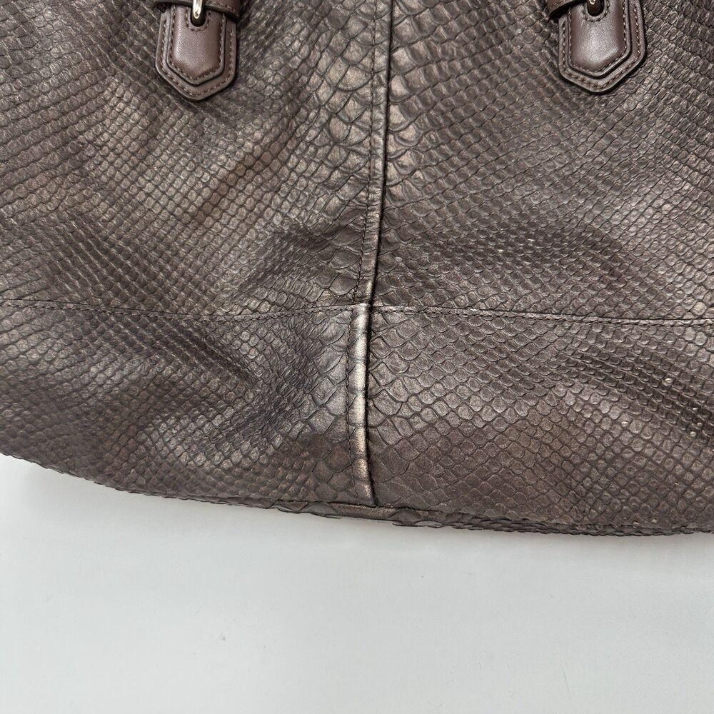 Coach 18741 Brown Bronze Python Embossed Leather Chelsey Jayden Satchel Purse - Picture 9 of 15